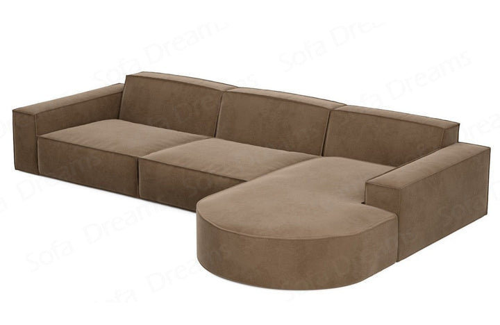 Design Stoff Ecksofa Alegranza L form kurz in Samtstoff - Braun