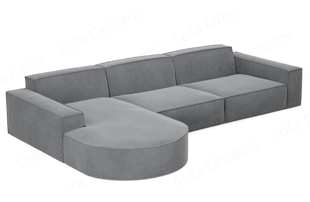 Design Stoff Ecksofa Alegranza L form kurz in Samtstoff - Hellgrau