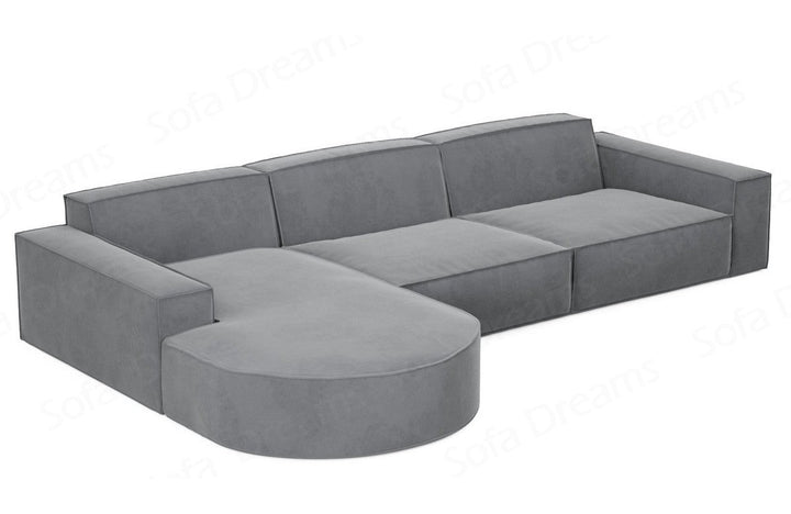 Design Stoff Ecksofa Alegranza L form kurz in Samtstoff - Hellgrau