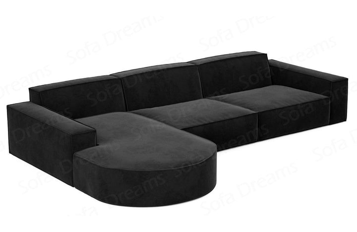 Design Stoff Ecksofa Alegranza L form kurz in Samtstoff - Schwarz