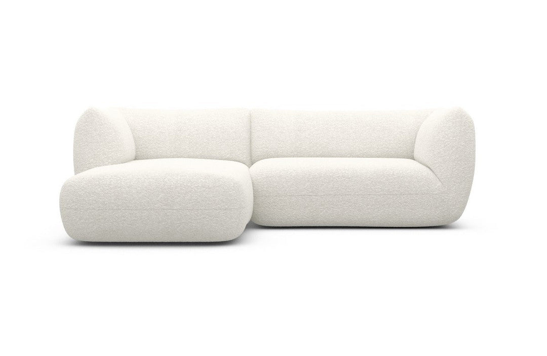 Design Lounge Ecksofa Madrid L Form kurz mit Boucl??stoff Bezug - Weiss