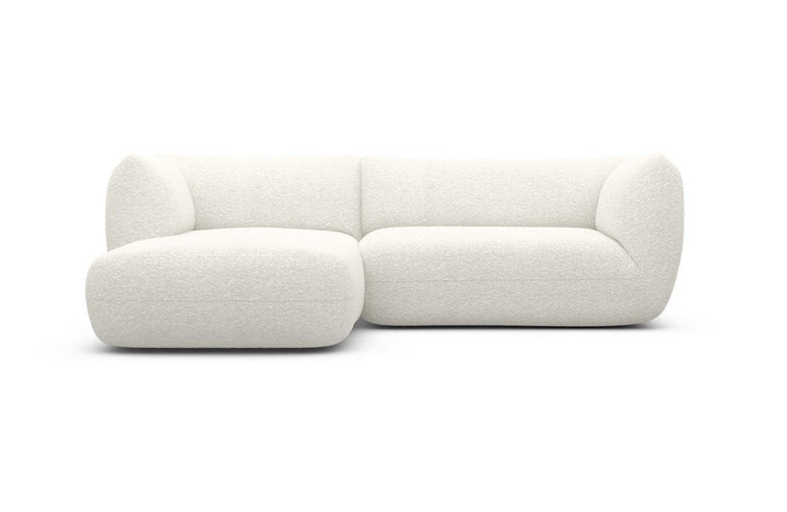 Design Lounge Ecksofa Madrid L Form kurz mit Boucl??stoff Bezug - Weiss