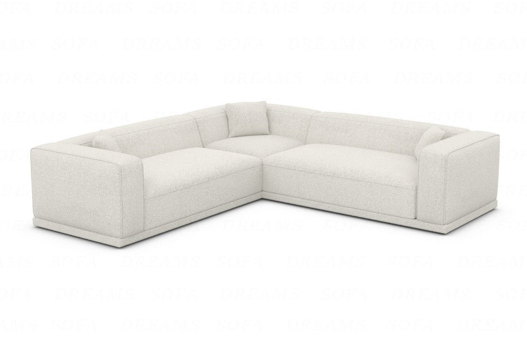 Moderne Stoffcouch Merida L Form mit Boucl??stoff Bezug - Weiss