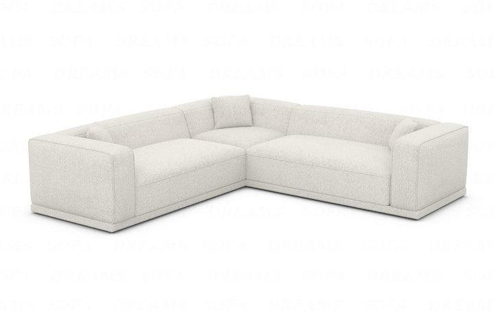 Moderne Stoffcouch Merida L Form mit Boucl??stoff Bezug - Weiss
