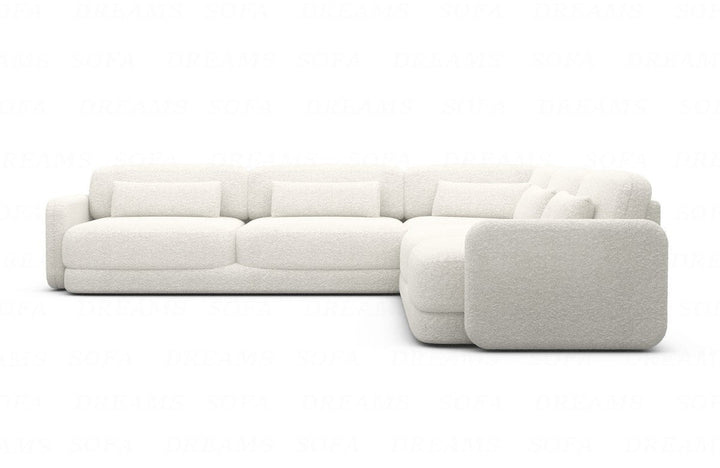 Polster Ecksofa Valencia L Form mit Boucl??stoff Bezug - Weiss
