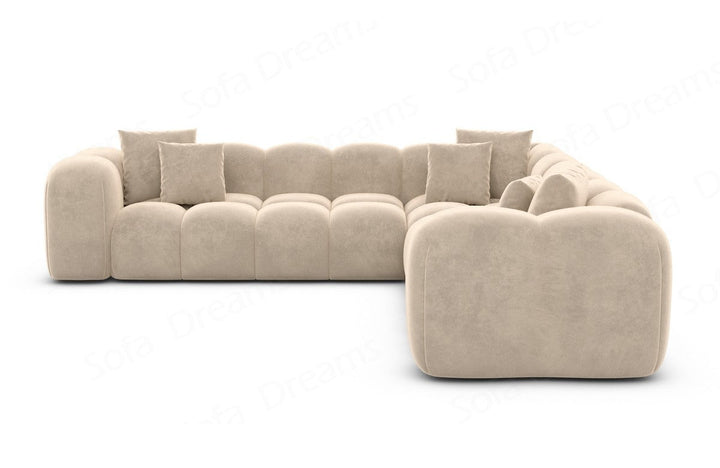 Designer Ecksofa Formentera L Form Samtstoff in Creme