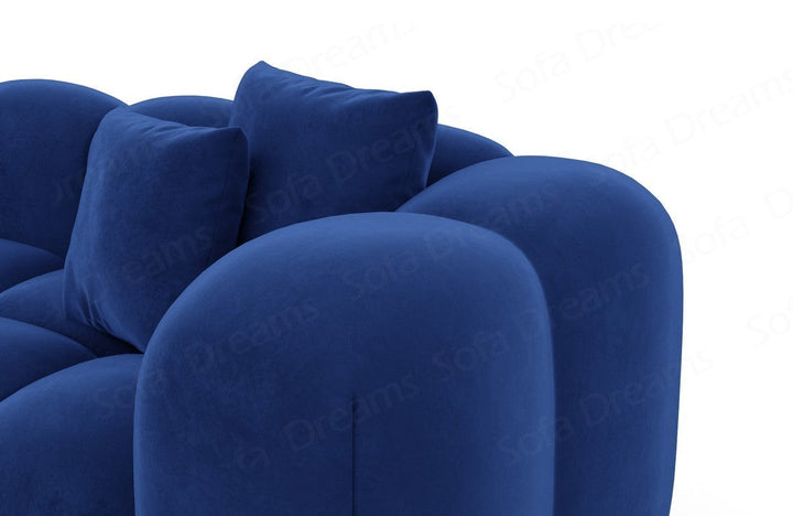 Designer Ecksofa Formentera L Form Samtstoff in Dunkelblau