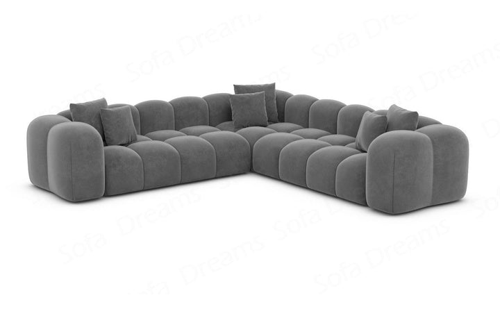 Designer Ecksofa Formentera L Form Samtstoff in Dunkelgrau