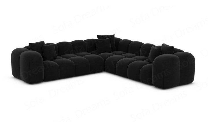 Designer Ecksofa Formentera L Form Samtstoff in Schwarz