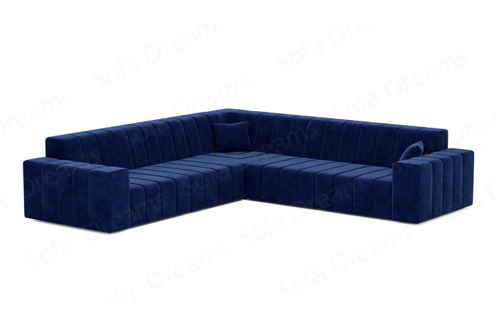 Design Polster Ecksofa Gran Canaria L Form in Samtstoff - Dunkelblau