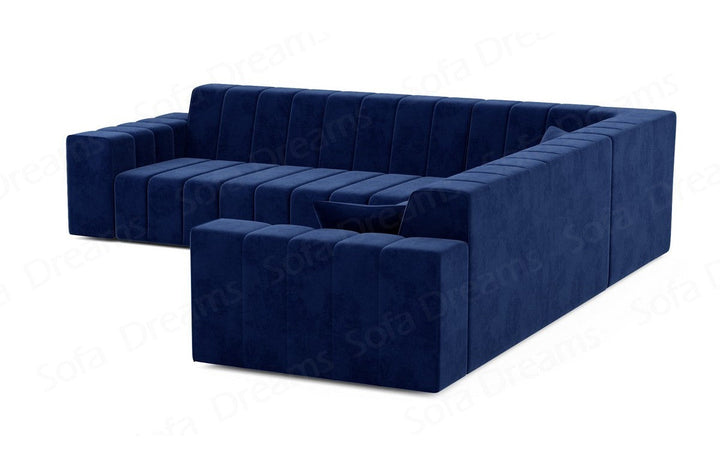 Design Polster Ecksofa Gran Canaria L Form in Samtstoff - Dunkelblau