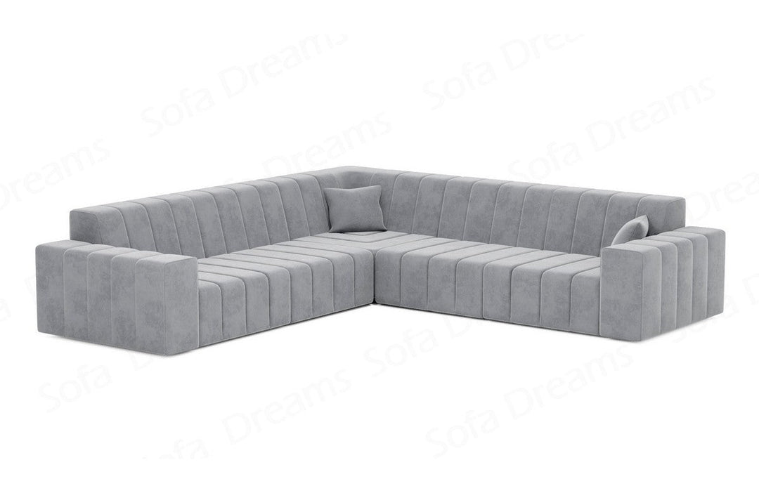 Design Polster Ecksofa Gran Canaria L Form in Samtstoff - Hellgrau
