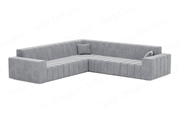 Design Polster Ecksofa Gran Canaria L Form in Samtstoff - Hellgrau