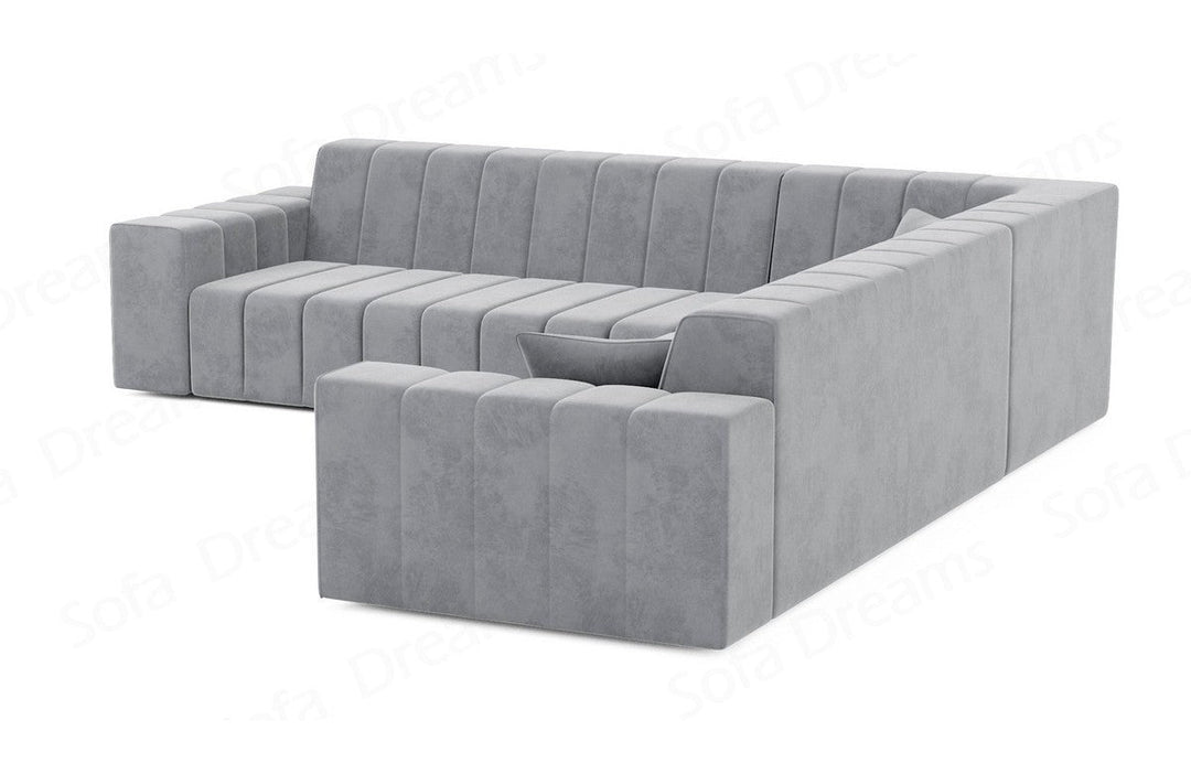 Design Polster Ecksofa Gran Canaria L Form in Samtstoff - Hellgrau