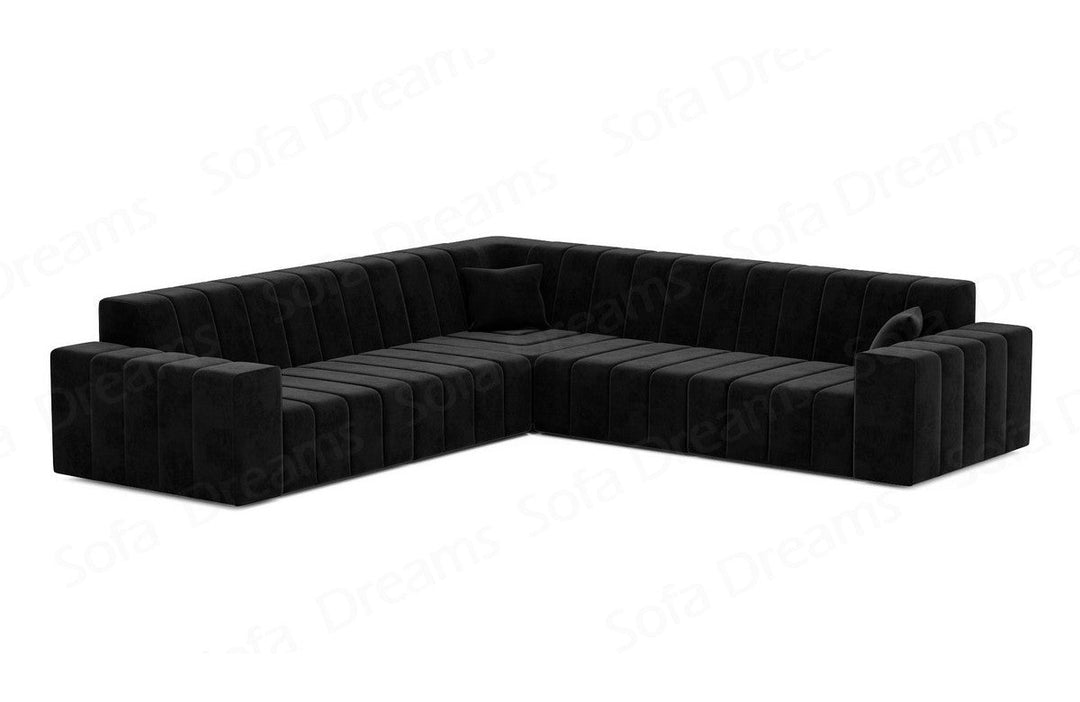 Design Polster Ecksofa Gran Canaria L Form in Samtstoff - Schwarz