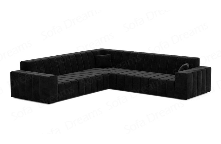 Design Polster Ecksofa Gran Canaria L Form in Samtstoff - Schwarz