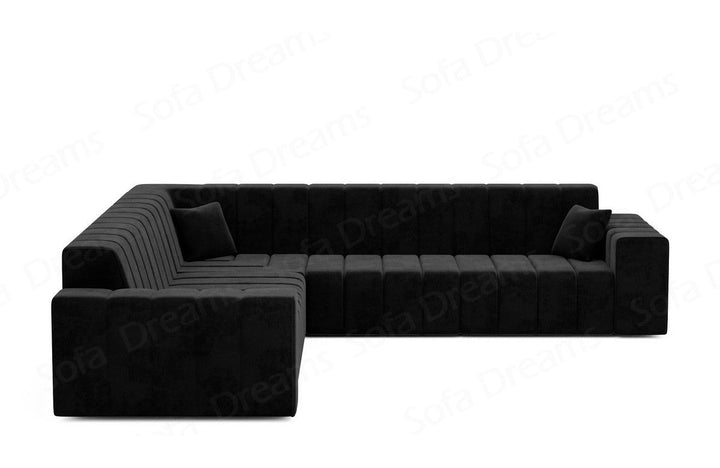 Design Polster Ecksofa Gran Canaria L Form in Samtstoff - Schwarz