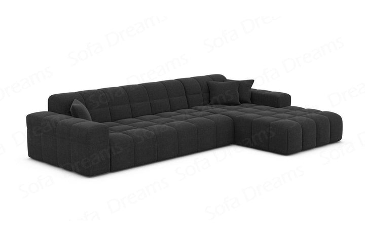 Stoff Eckcouch Ibiza L kurz mit Strukturstoff Bezug in Schwarz