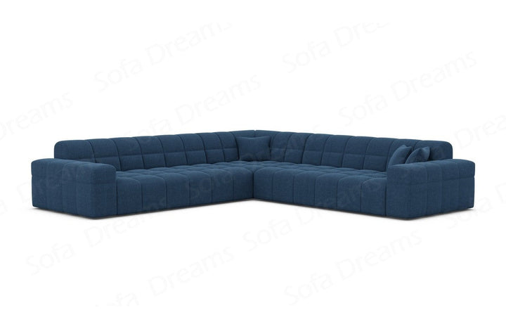 Ecksofa Ibiza L Form mit Strukturstoffbezug in Blau