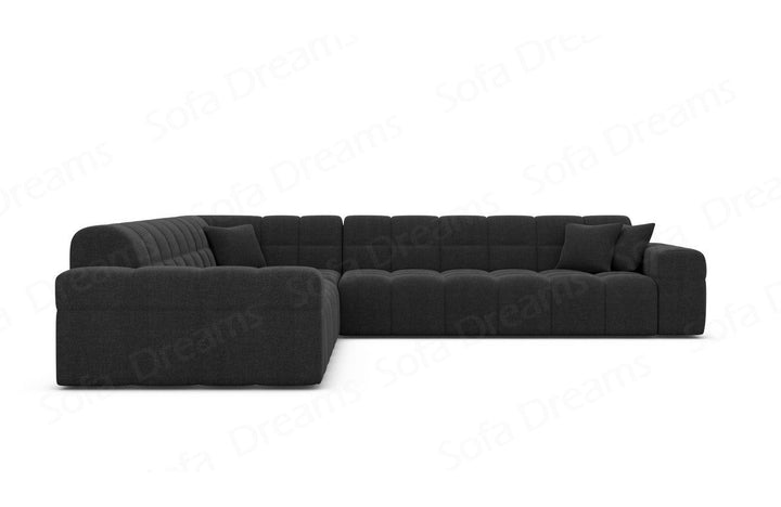 Ecksofa Ibiza L Form mit Strukturstoffbezug in Schwarz