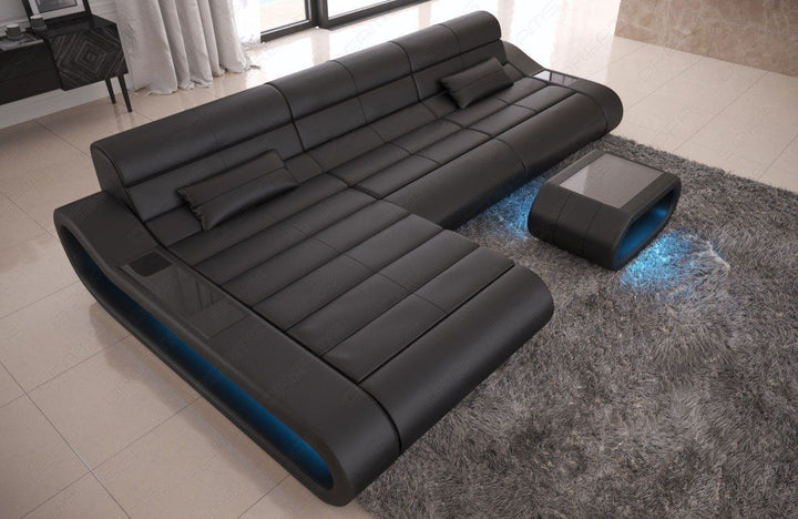Ledersofa Leder modern Concept L Form lang - schwarz