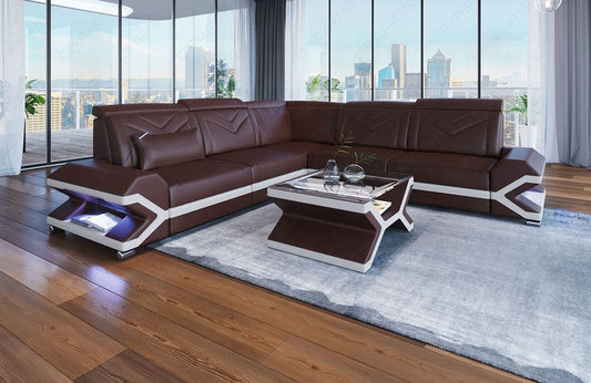 L Shape Leather Sofa Serano Mini