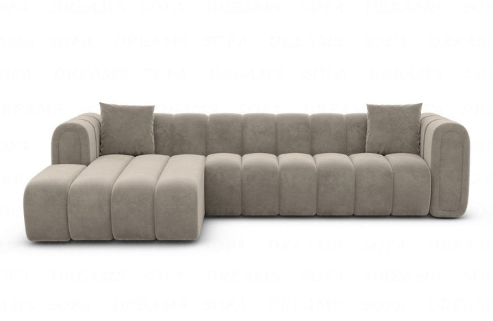 Luxus Design Eckcouch Almagro L Form kurz mit Samtstoff Bezug - Grau