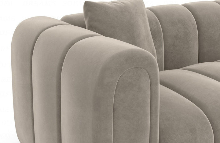 Luxus Design Eckcouch Almagro L Form kurz mit Samtstoff Bezug - Grau - Detailansicht