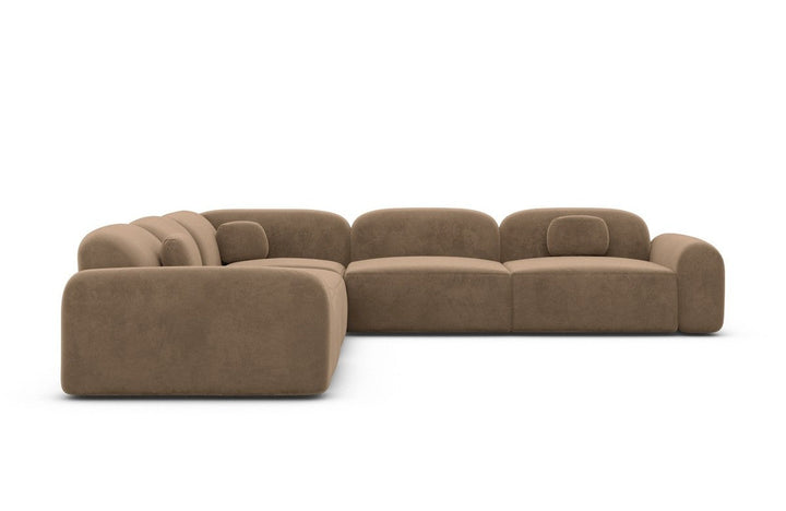 Modernes L Form Luxus Ecksofa Barcelona mit Samtstoff Bezug - Braun