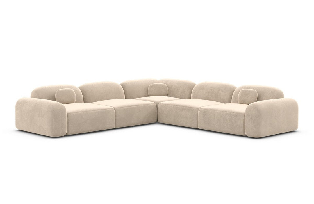 Modernes L Form Luxus Ecksofa Barcelona mit Samtstoff Bezug - Creme