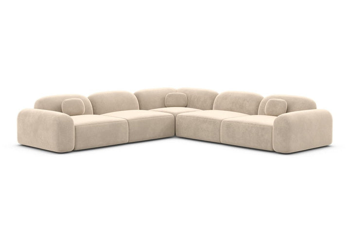 Modernes L Form Luxus Ecksofa Barcelona mit Samtstoff Bezug - Creme