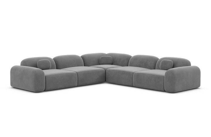 Modernes L Form Luxus Ecksofa Barcelona mit Samtstoff Bezug - Dunkelgrau