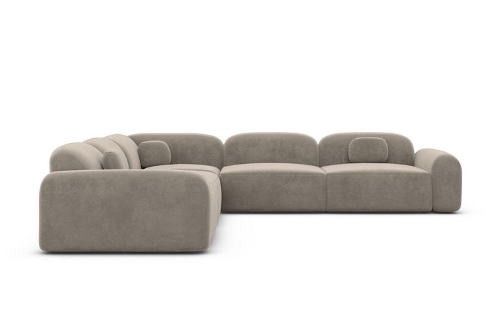 Modernes L Form Luxus Ecksofa Barcelona mit Samtstoff Bezug - Grau