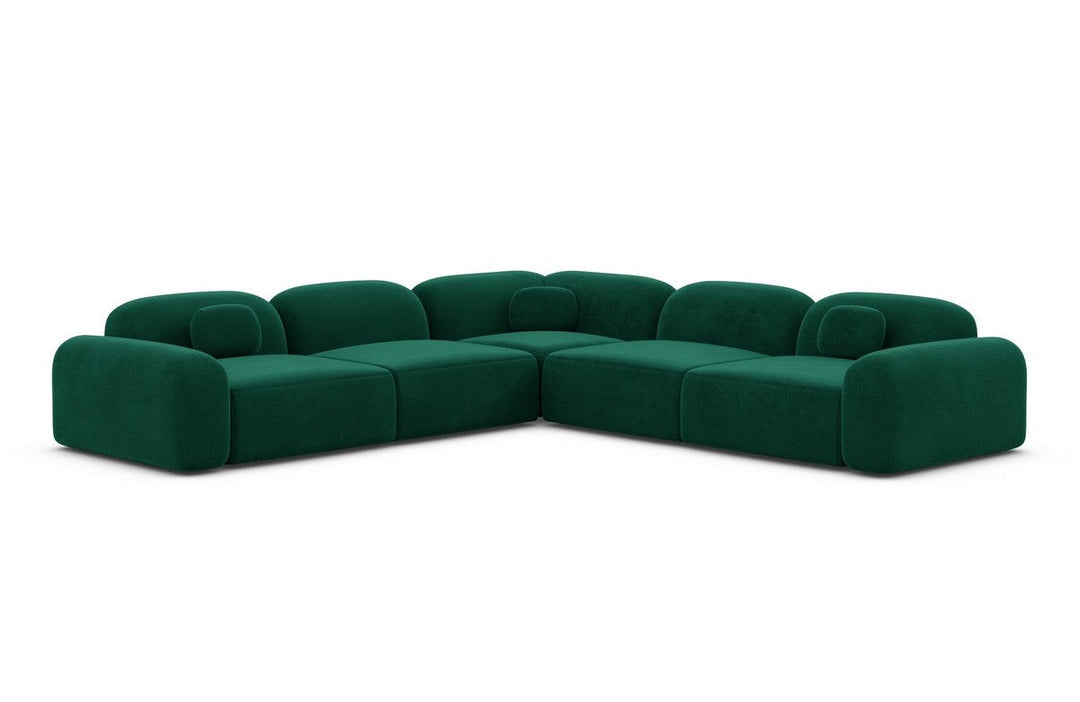 Modernes L Form Luxus Ecksofa Barcelona mit Samtstoff Bezug - Gr?¬n