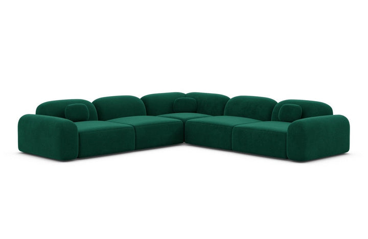 Modernes L Form Luxus Ecksofa Barcelona mit Samtstoff Bezug - Gr?¬n