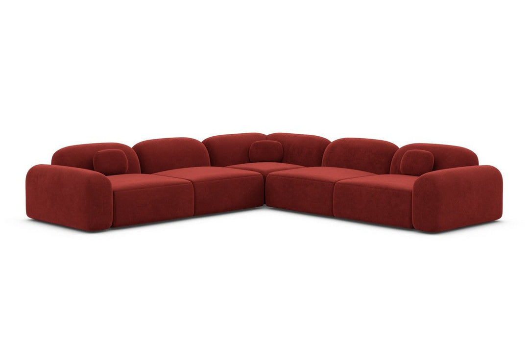 Modernes L Form Luxus Ecksofa Barcelona mit Samtstoff Bezug - Rot