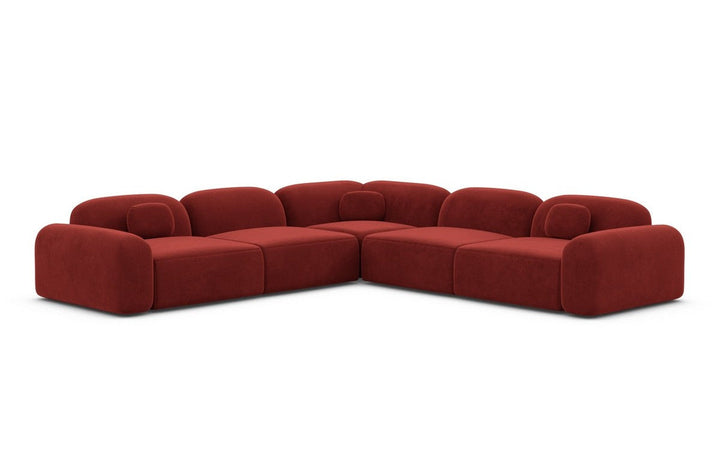 Modernes L Form Luxus Ecksofa Barcelona mit Samtstoff Bezug - Rot