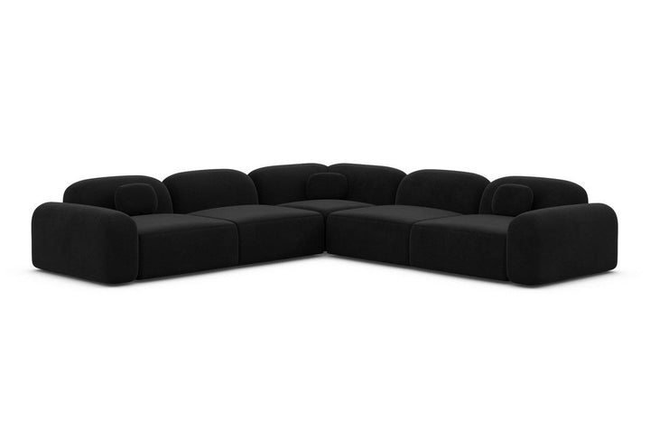 Modernes L Form Luxus Ecksofa Barcelona mit Samtstoff Bezug - Schwarz