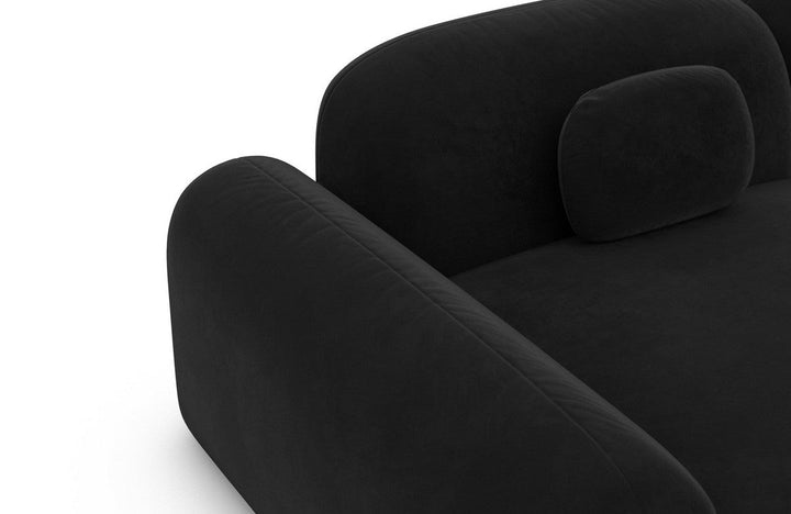 Modernes L Form Luxus Ecksofa Barcelona mit Samtstoff Bezug - Schwarz - Detailansicht