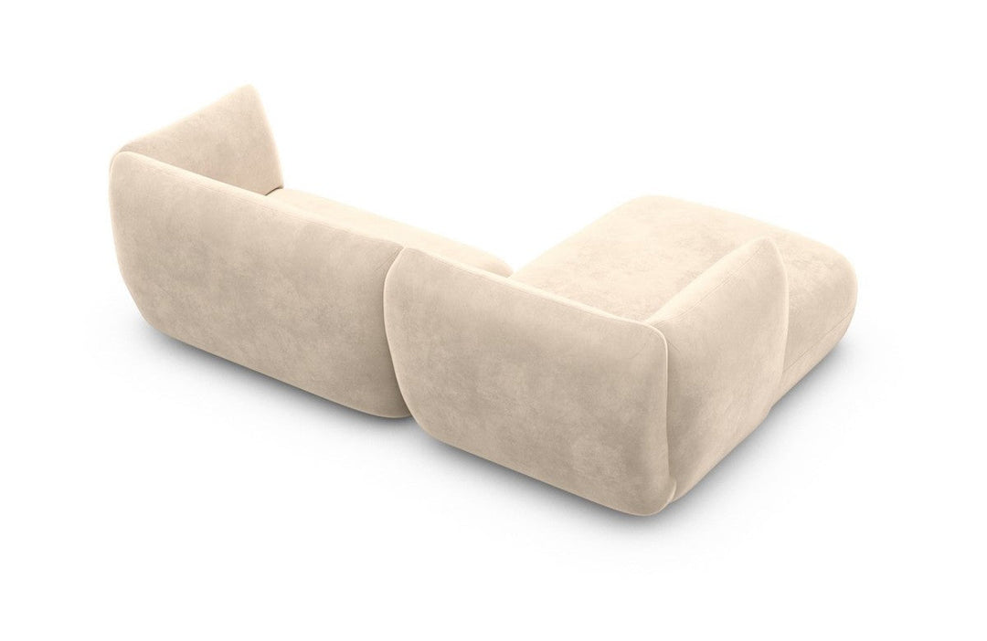 Luxus Polstersofa Madrid L Form kurz mit Samtstoff Bezug - Creme