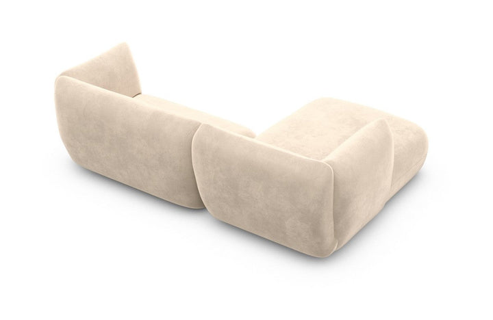 Luxus Polstersofa Madrid L Form kurz mit Samtstoff Bezug - Creme