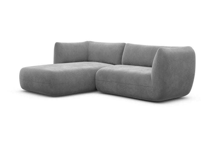 Luxus Polstersofa Madrid L Form kurz mit Samtstoff Bezug - Dunkelgrau