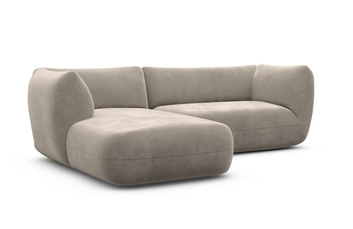 Luxus Polstersofa Madrid L Form kurz mit Samtstoff Bezug - Grau