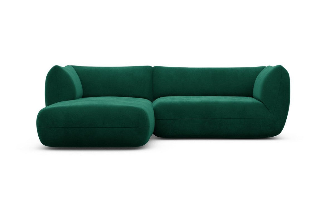 Luxus Polstersofa Madrid L Form kurz mit Samtstoff Bezug - Gr?¬n