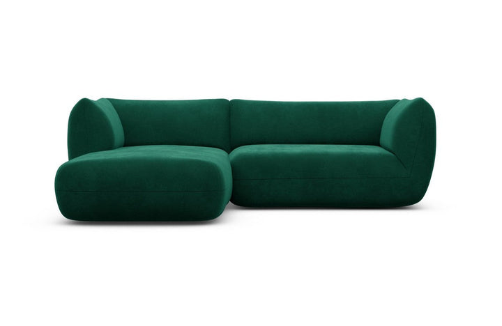 Luxus Polstersofa Madrid L Form kurz mit Samtstoff Bezug - Gr?¬n