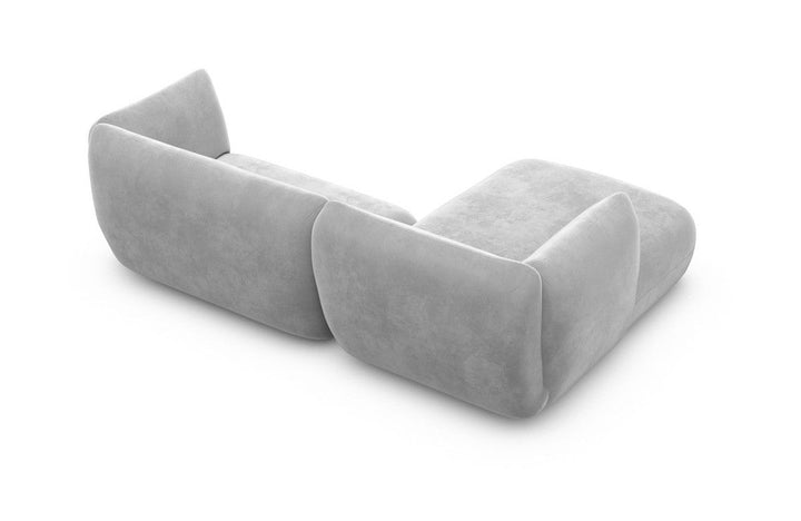 Luxus Polstersofa Madrid L Form kurz mit Samtstoff Bezug - Hellgrau