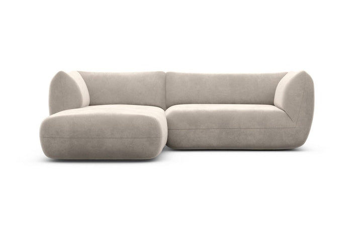 Luxus Polstersofa Madrid L Form kurz mit Samtstoff Bezug - Sand