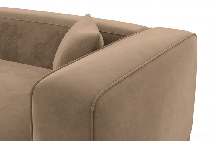 Luxus Stoffsofa Merida L Form kurz mit Samtstoffbezug - Braun - Detailansicht