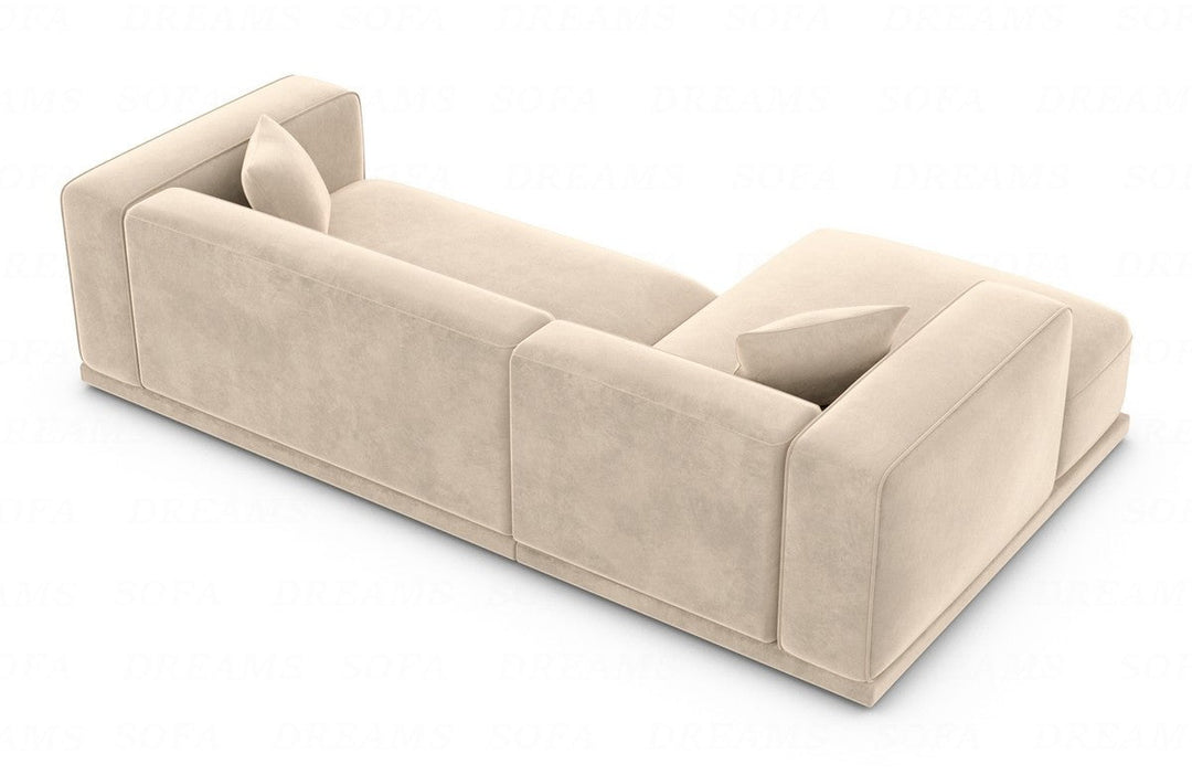 Luxus Stoffsofa Merida L Form kurz mit Samtstoffbezug - Creme