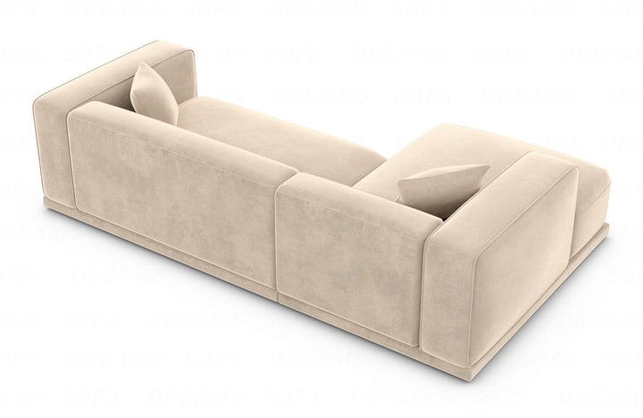 Luxus Stoffsofa Merida L Form kurz mit Samtstoffbezug - Creme